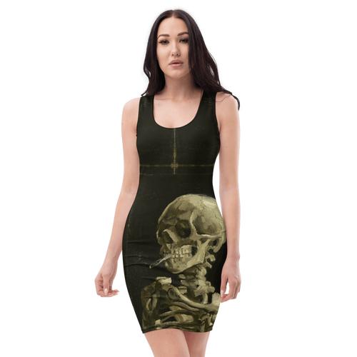 Head of a Skeleton with a Burning Cigarette Bodycon Dress (US/EU) - Dark Souls Collection - Dresses - Sabai Beauty