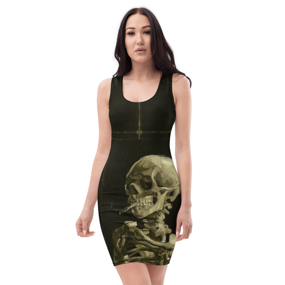 Head of a Skeleton with a Burning Cigarette Bodycon Dress (US/EU) - Dark Souls Collection - Dresses - Sabai Beauty