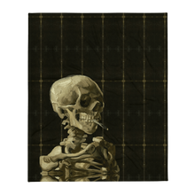 Load image into Gallery viewer, Skull of a Skeleton with Burning Cigarette Throw Blanket (US/EU) - Dark Souls Collection - Blankets - Sabai Beauty
