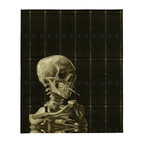 Skull of a Skeleton with Burning Cigarette Throw Blanket (US/EU) - Dark Souls Collection - Blankets - Sabai Beauty