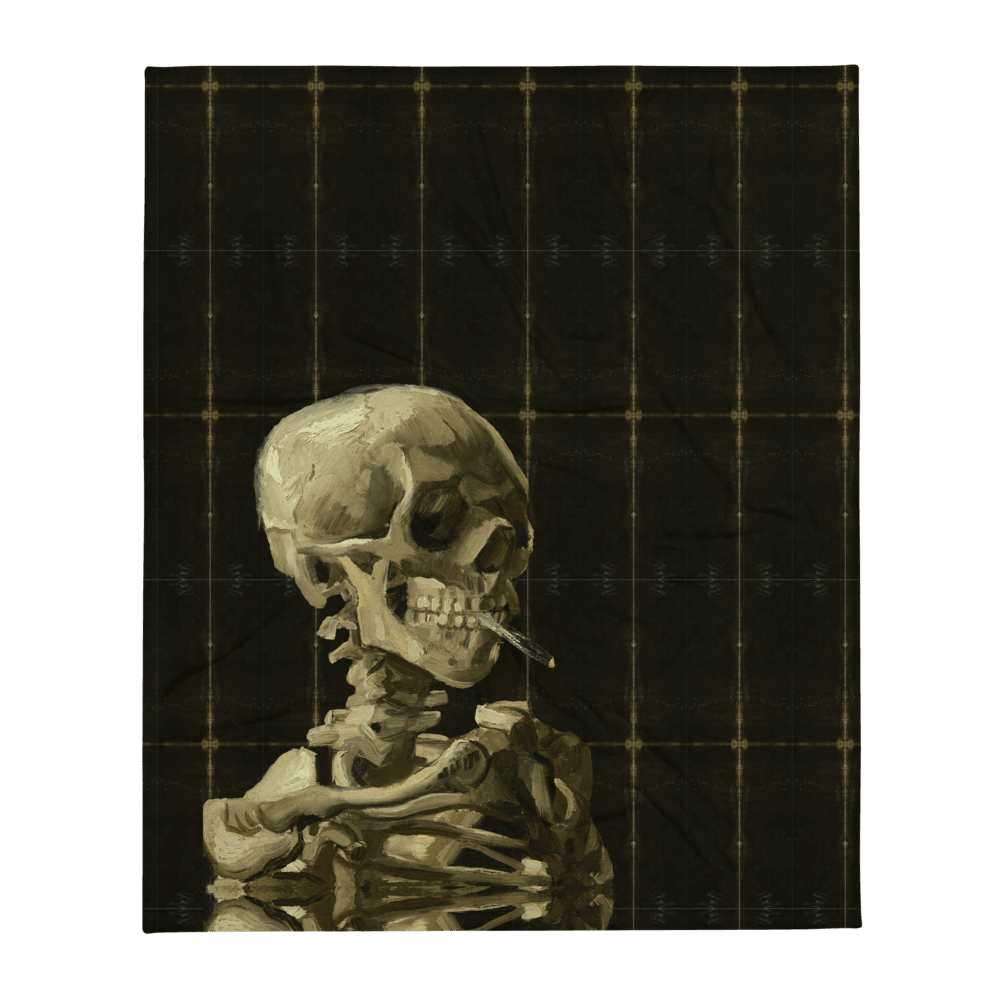 Skull of a Skeleton with Burning Cigarette Throw Blanket (US/EU) - Dark Souls Collection - Blankets - Sabai Beauty