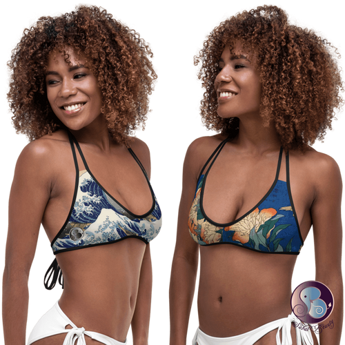 The Great Wave VS Canary & Peony REVERSIBLE Bikini Top (US/EU) - Swimsuits - Sabai Beauty